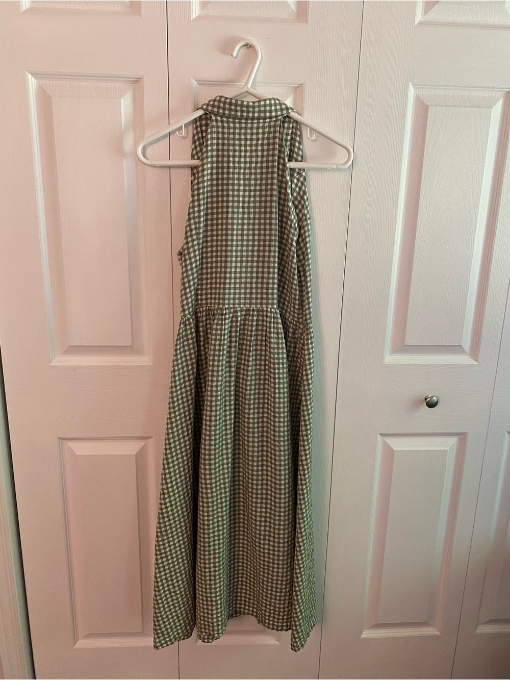 RIHOAS Mint Green Gingham Button-Front Midi Dress - Picture 3 of 4